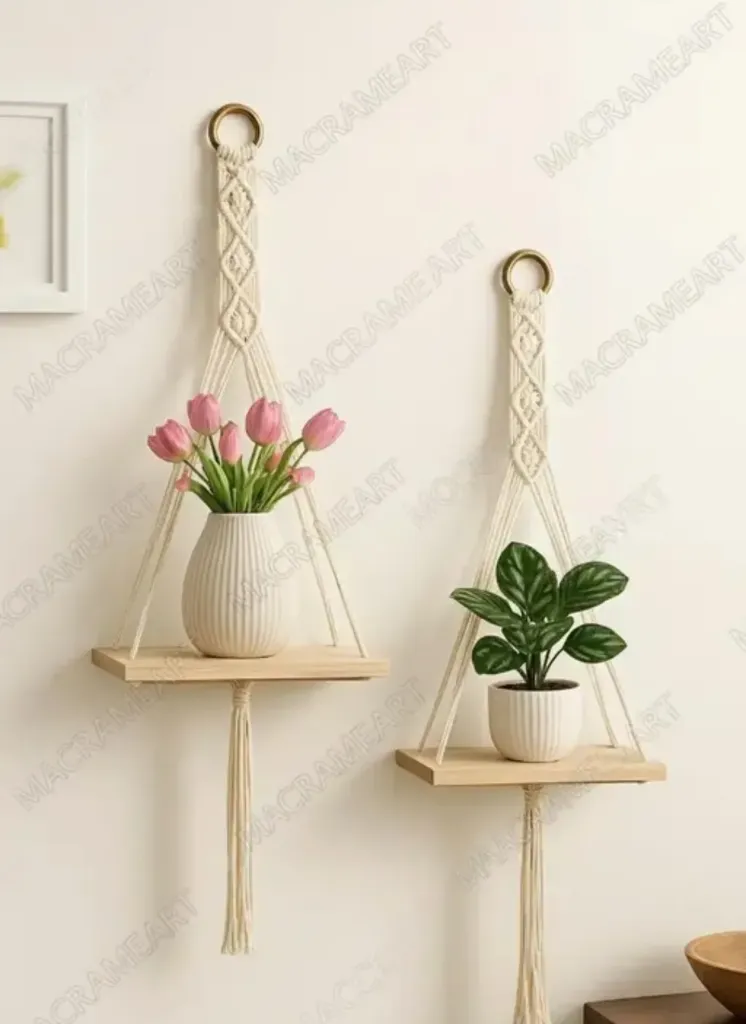 MACRAMEART Wall Hanging Book Shelf Boho Bedroom