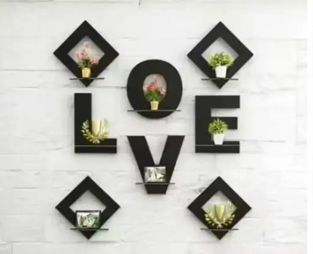 LOVE-Themed Decorative Wall Shelves & Alphabet Design (Pac...