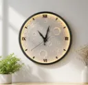 Luxury 3D Moon LED Wall Clock | Decorative Night Light Wall Clock black and white