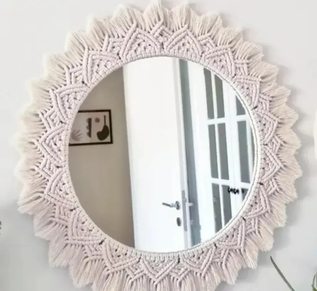 Trendy wall decor round Macrame Mirror for Bedroom Decor Handm...